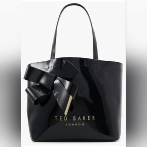 Ted Baker Glossy Black Tote with Bow